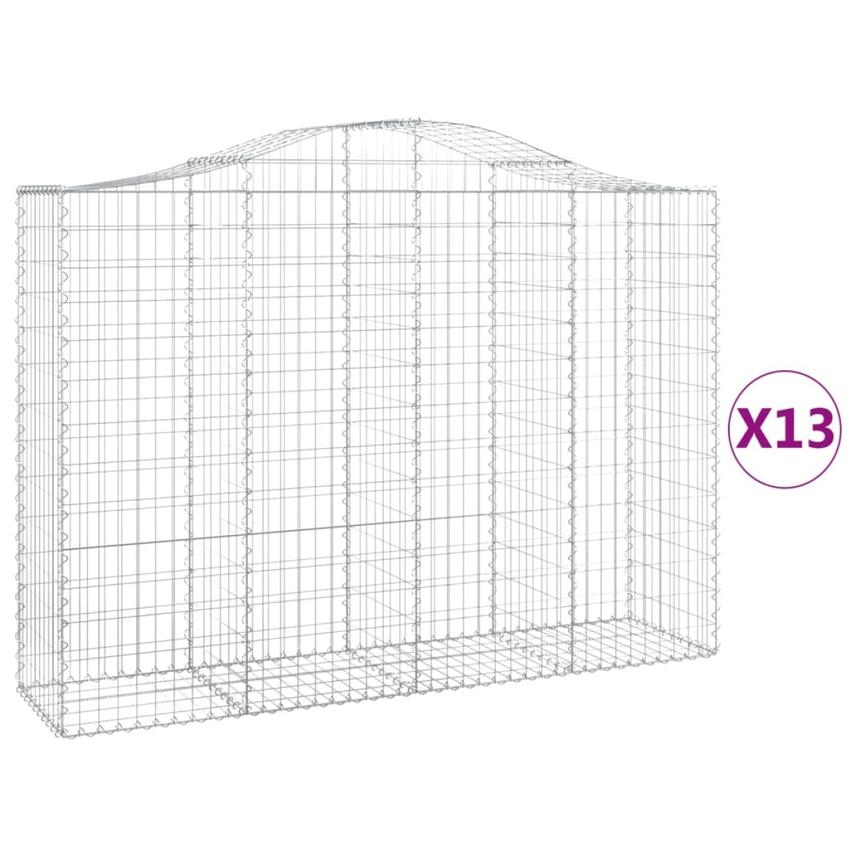 vidaXL Συρματοκιβώτια Τοξωτά 13 τεμ. 200x50x140/160 εκ. Γαλβαν. Ατσάλι