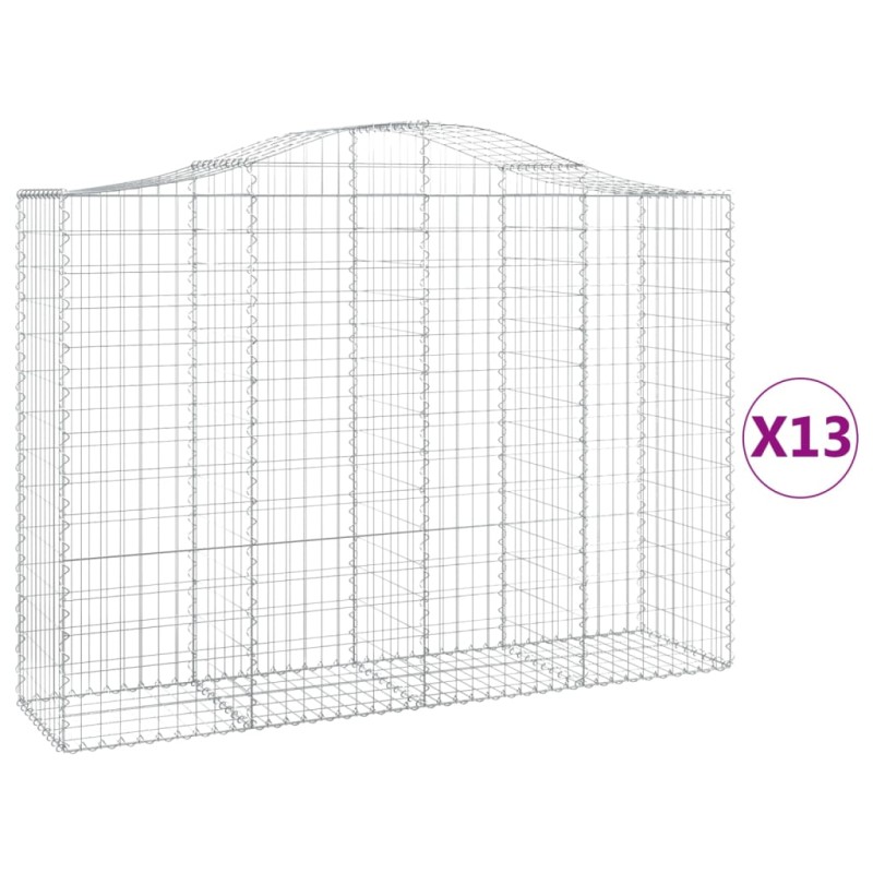 vidaXL Συρματοκιβώτια Τοξωτά 13 τεμ. 200x50x140/160 εκ. Γαλβαν. Ατσάλι