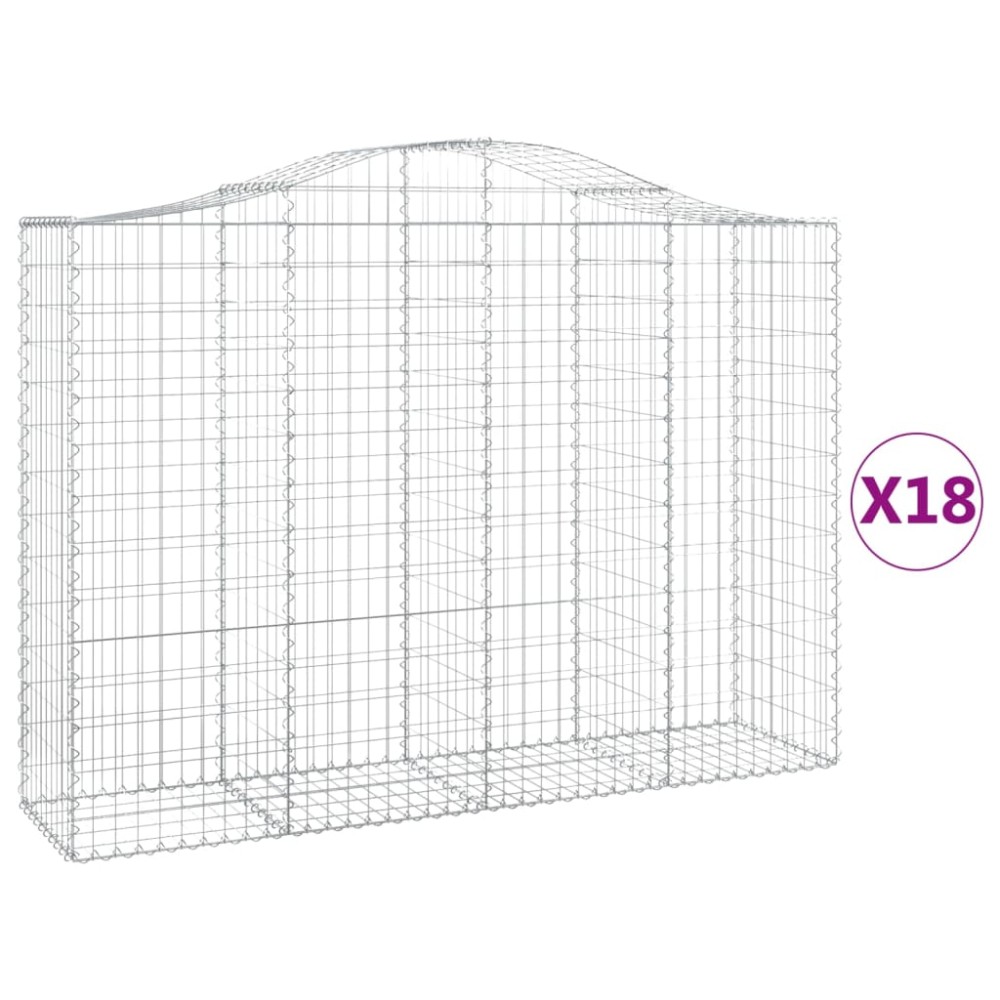 vidaXL Συρματοκιβώτια Τοξωτά 18 τεμ. 200x50x140/160 εκ. Γαλβαν. Ατσάλι