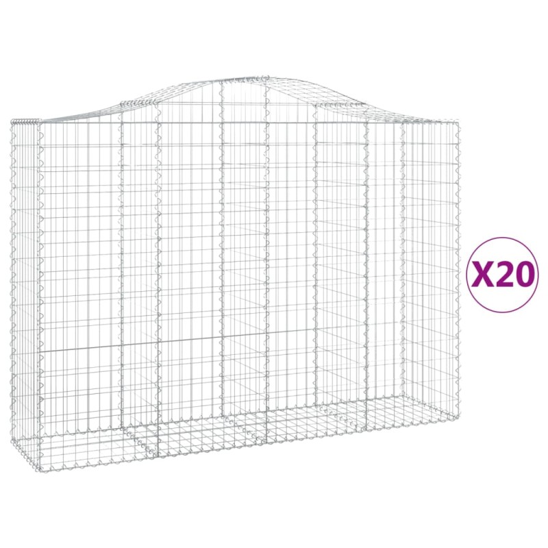 vidaXL Συρματοκιβώτια Τοξωτά 20 τεμ. 200x50x140/160 εκ. Γαλβαν. Ατσάλι