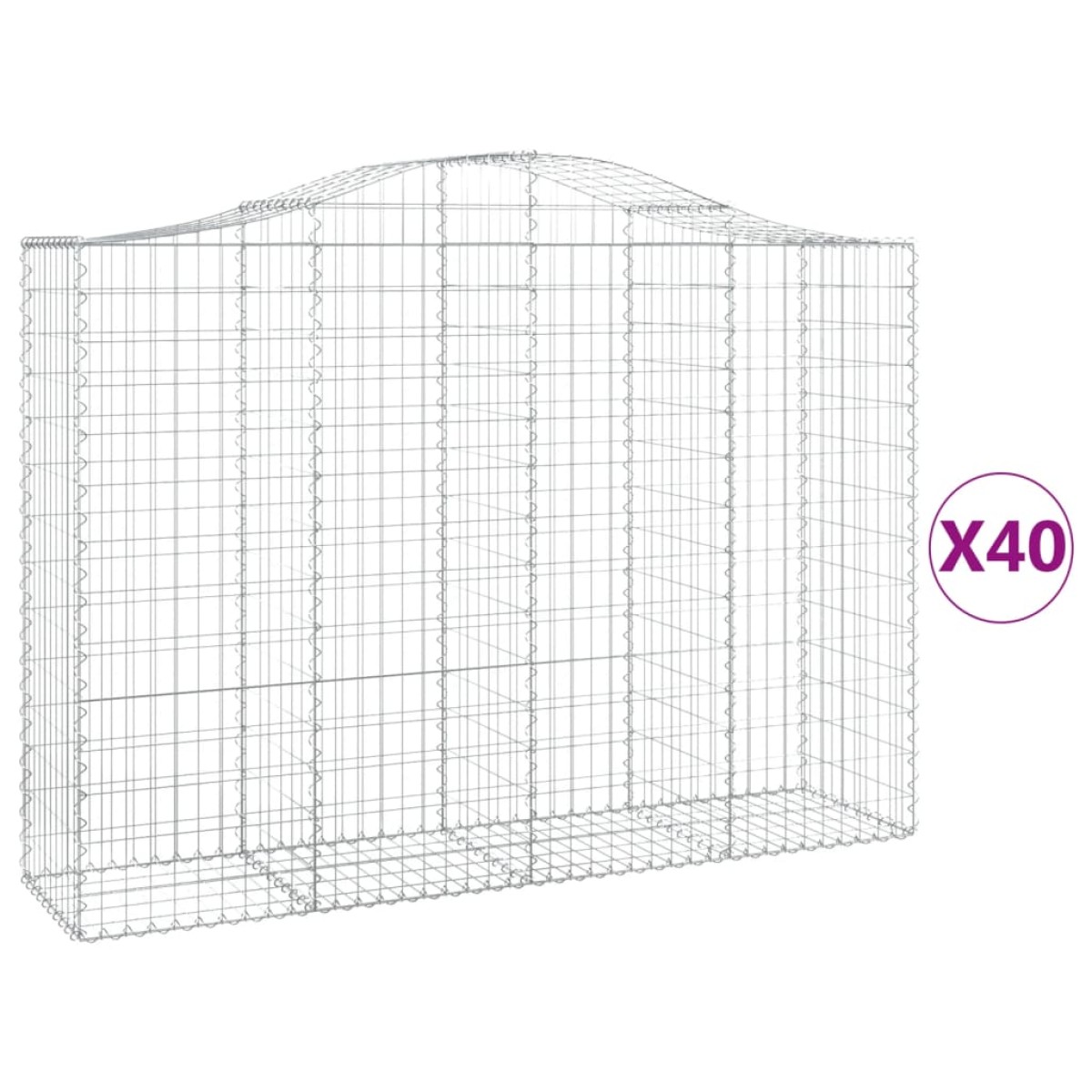 vidaXL Συρματοκιβώτια Τοξωτά 40 τεμ. 200x50x140/160 εκ. Γαλβαν. Ατσάλι