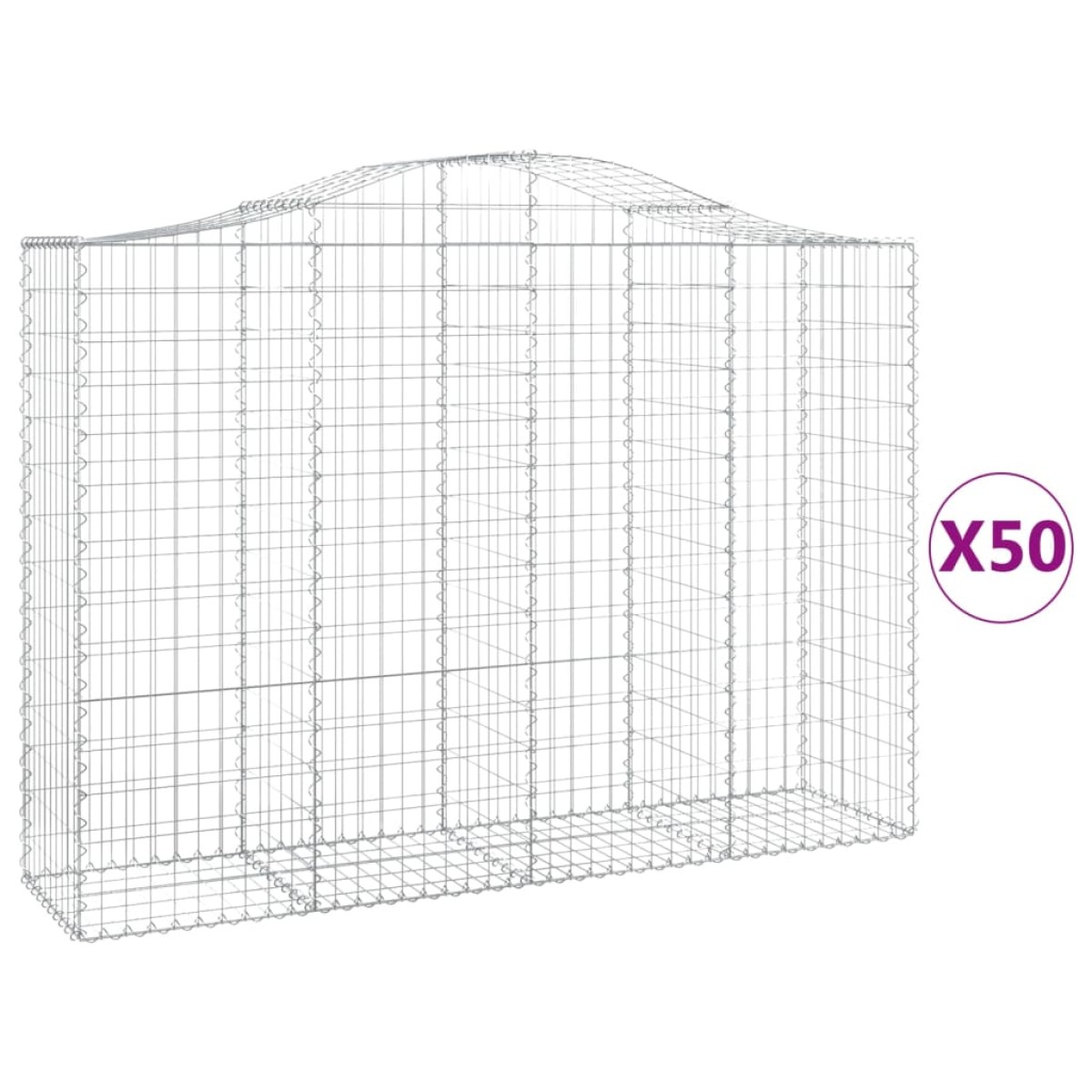 vidaXL Συρματοκιβώτια Τοξωτά 50 τεμ. 200x50x140/160 εκ. Γαλβαν. Ατσάλι