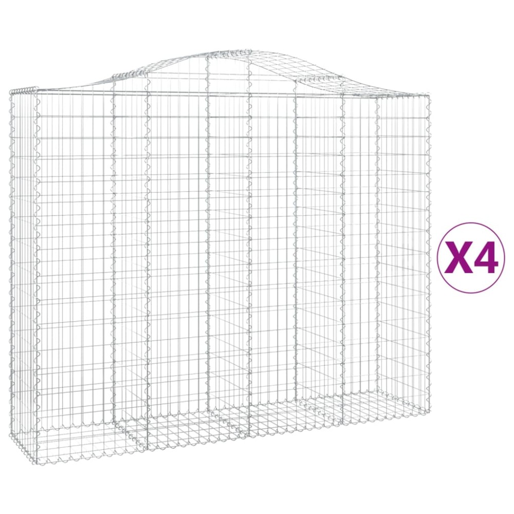vidaXL Συρματοκιβώτια Τοξωτά 4 τεμ. 200x50x160/180 εκ. Γαλβαν. Ατσάλι