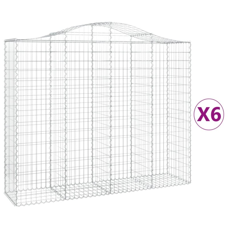 vidaXL Συρματοκιβώτια Τοξωτά 6 τεμ. 200x50x160/180 εκ. Γαλβαν. Ατσάλι