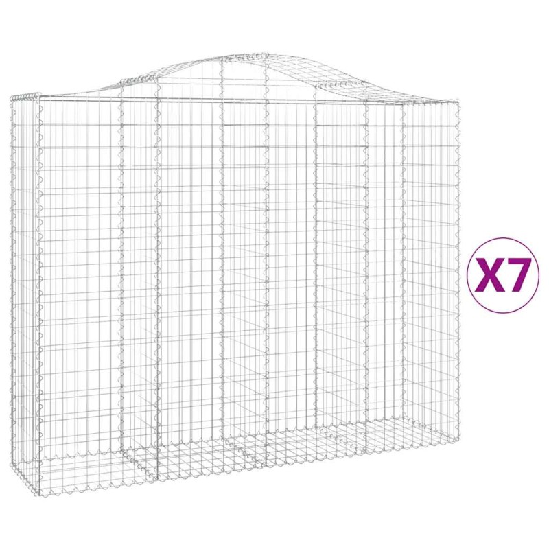 vidaXL Συρματοκιβώτια Τοξωτά 7 τεμ. 200x50x160/180 εκ. Γαλβαν. Ατσάλι