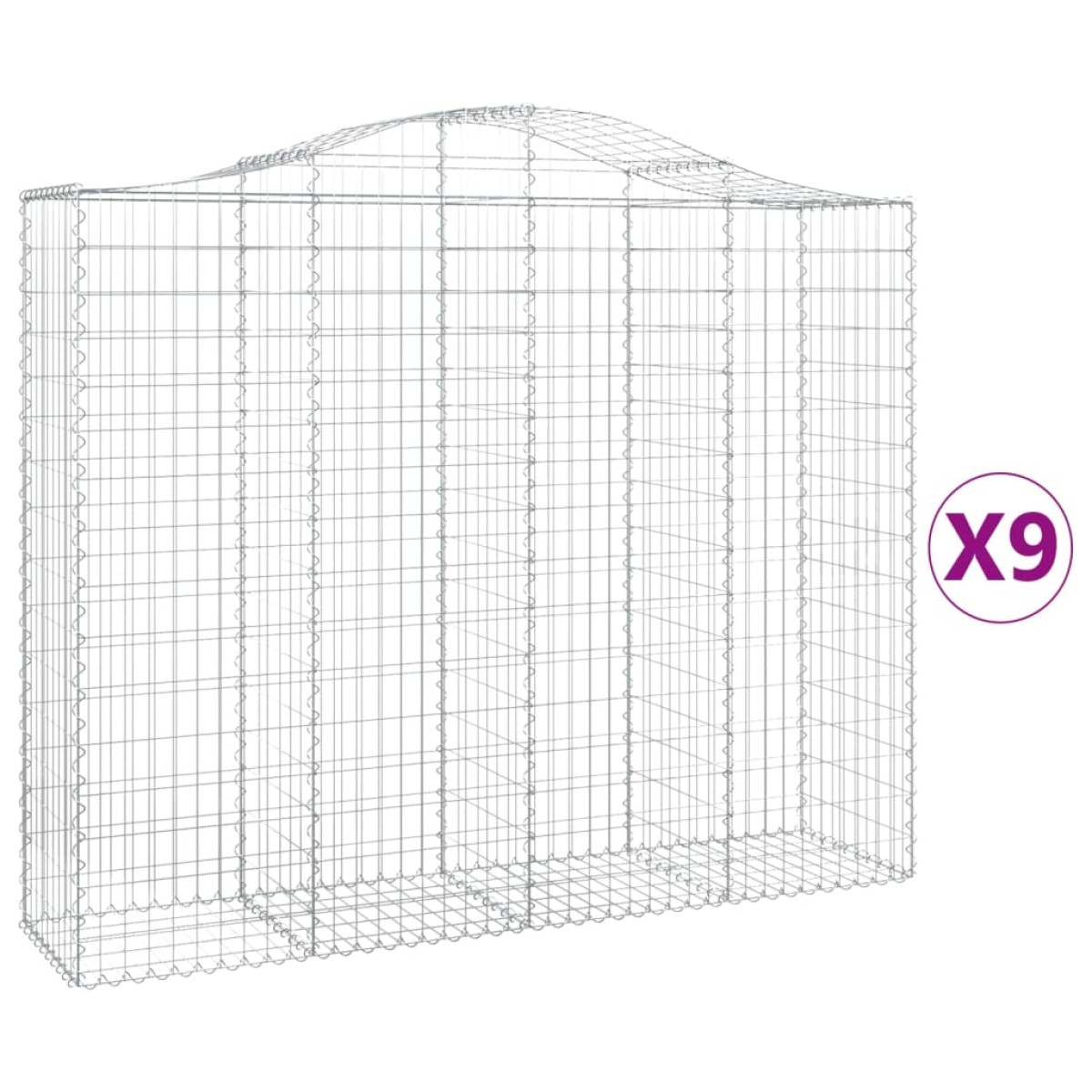 vidaXL Συρματοκιβώτια Τοξωτά 9 τεμ. 200x50x160/180 εκ. Γαλβαν. Ατσάλι