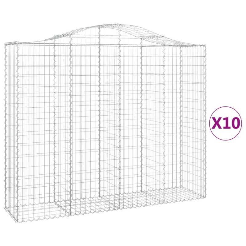 vidaXL Συρματοκιβώτια Τοξωτά 10 τεμ. 200x50x160/180 εκ. Γαλβαν. Ατσάλι