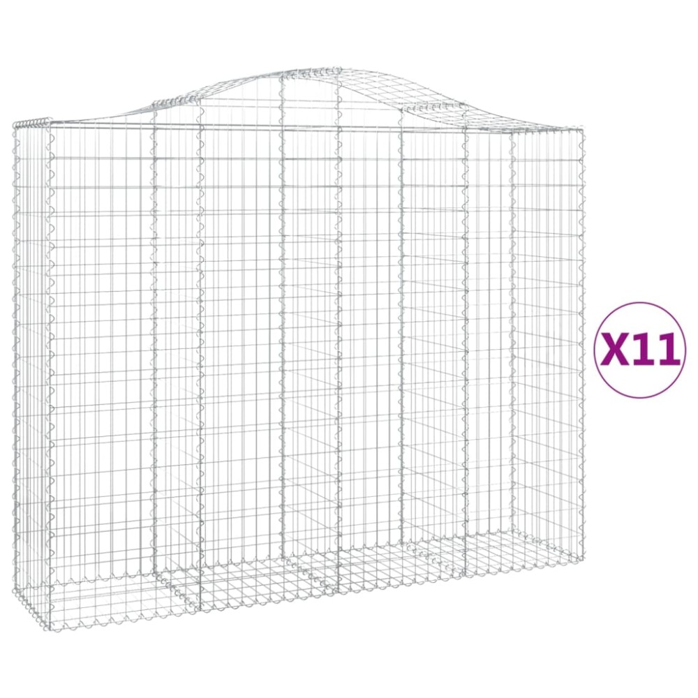 vidaXL Συρματοκιβώτια Τοξωτά 11 τεμ. 200x50x160/180 εκ. Γαλβαν. Ατσάλι
