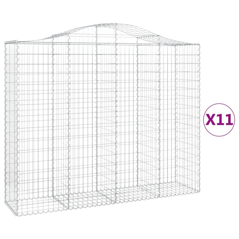 vidaXL Συρματοκιβώτια Τοξωτά 11 τεμ. 200x50x160/180 εκ. Γαλβαν. Ατσάλι