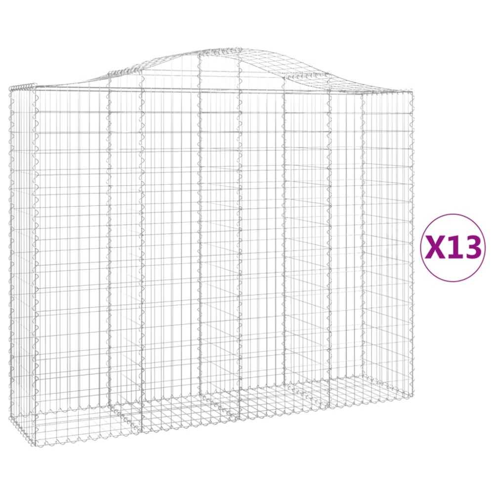 vidaXL Συρματοκιβώτια Τοξωτά 13 τεμ. 200x50x160/180 εκ. Γαλβαν. Ατσάλι