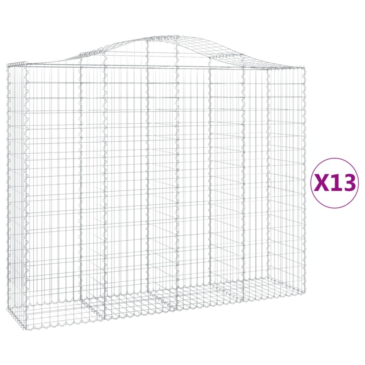 vidaXL Συρματοκιβώτια Τοξωτά 13 τεμ. 200x50x160/180 εκ. Γαλβαν. Ατσάλι