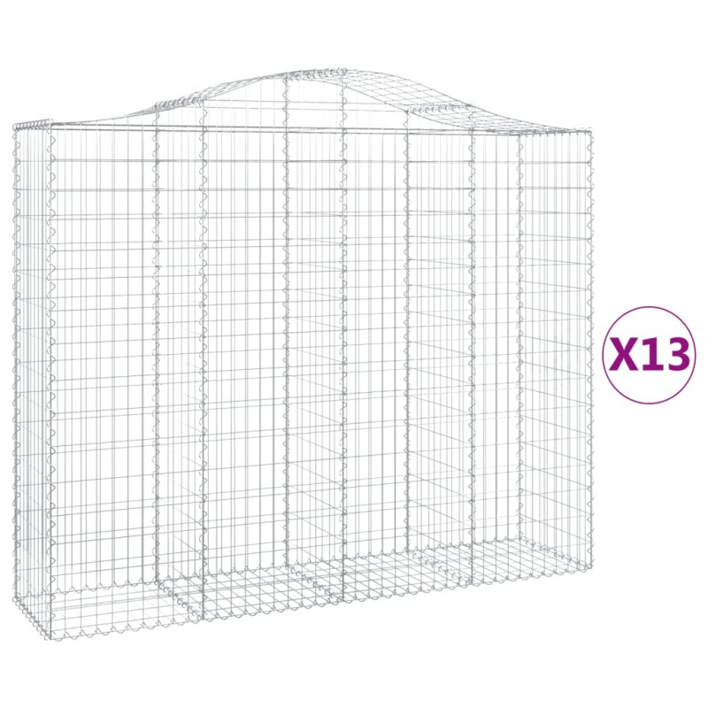 vidaXL Συρματοκιβώτια Τοξωτά 13 τεμ. 200x50x160/180 εκ. Γαλβαν. Ατσάλι