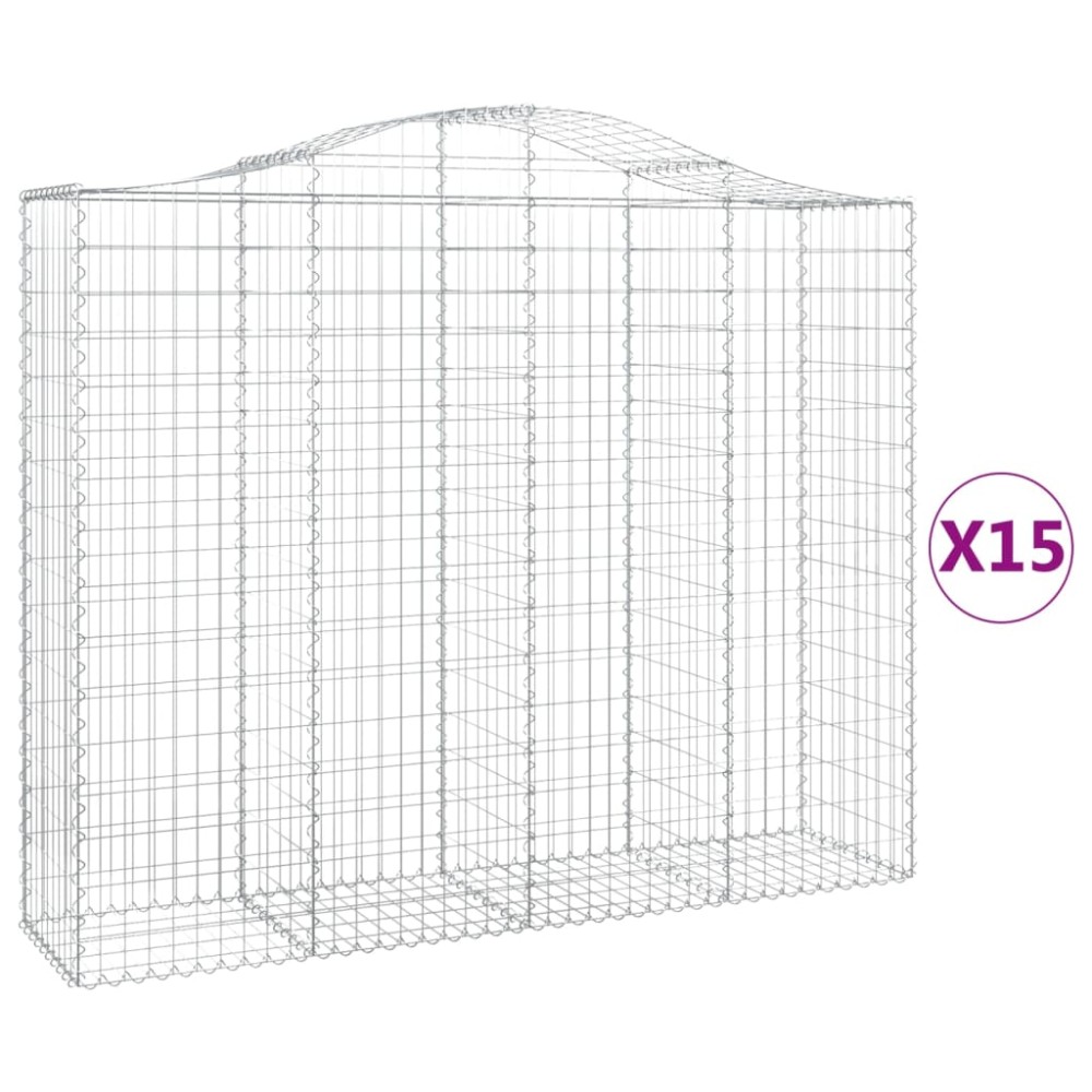 vidaXL Συρματοκιβώτια Τοξωτά 15 τεμ. 200x50x160/180 εκ. Γαλβαν. Ατσάλι