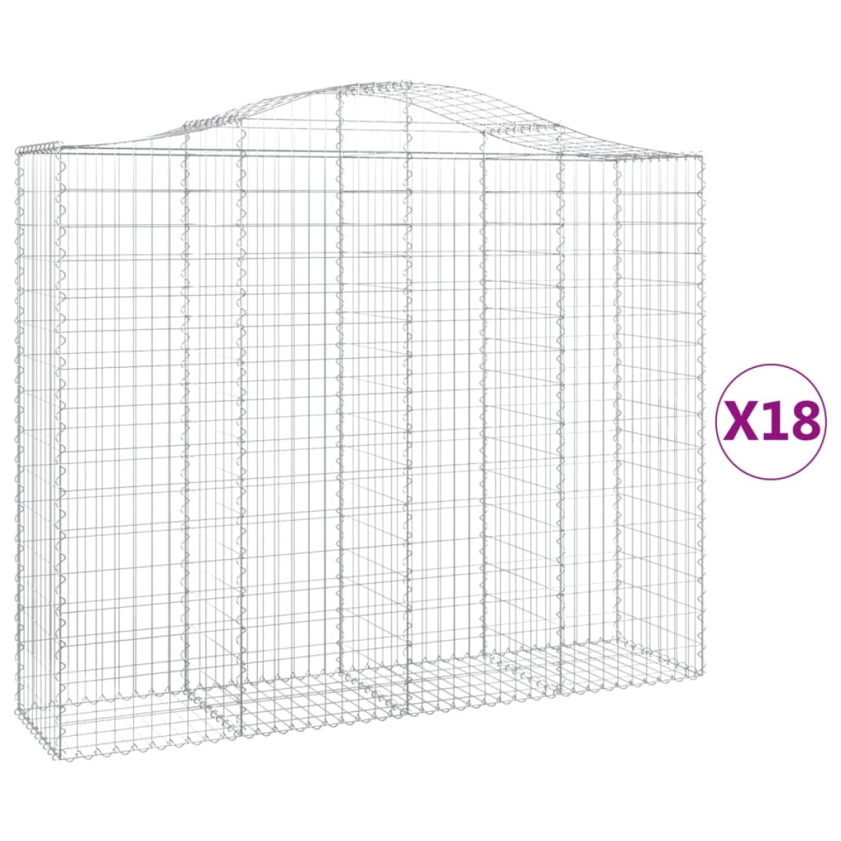 vidaXL Συρματοκιβώτια Τοξωτά 18 τεμ. 200x50x160/180 εκ. Γαλβαν. Ατσάλι