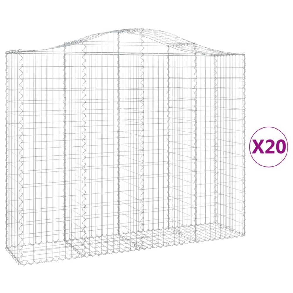 vidaXL Συρματοκιβώτια Τοξωτά 20 τεμ. 200x50x160/180 εκ. Γαλβαν. Ατσάλι