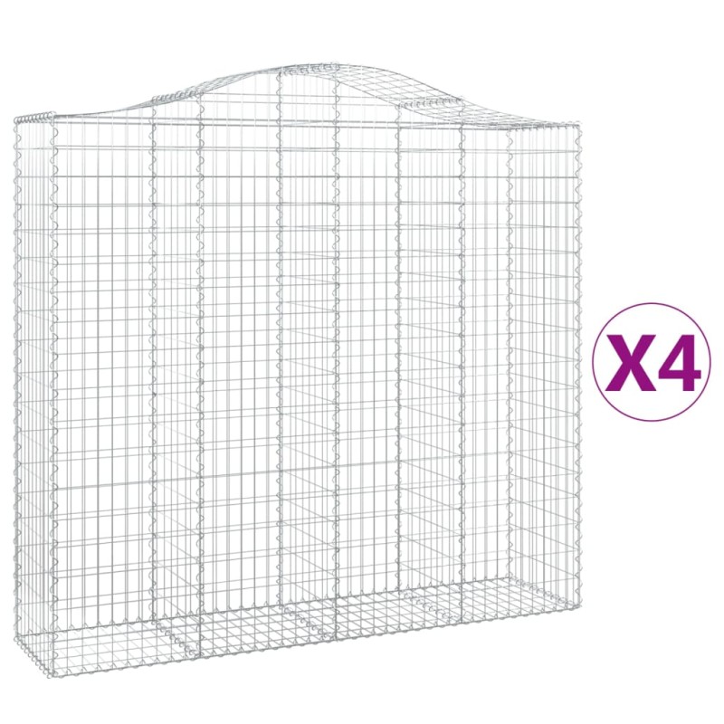 vidaXL Συρματοκιβώτια Τοξωτά 4 τεμ. 200x50x180/200 εκ. Γαλβαν. Ατσάλι