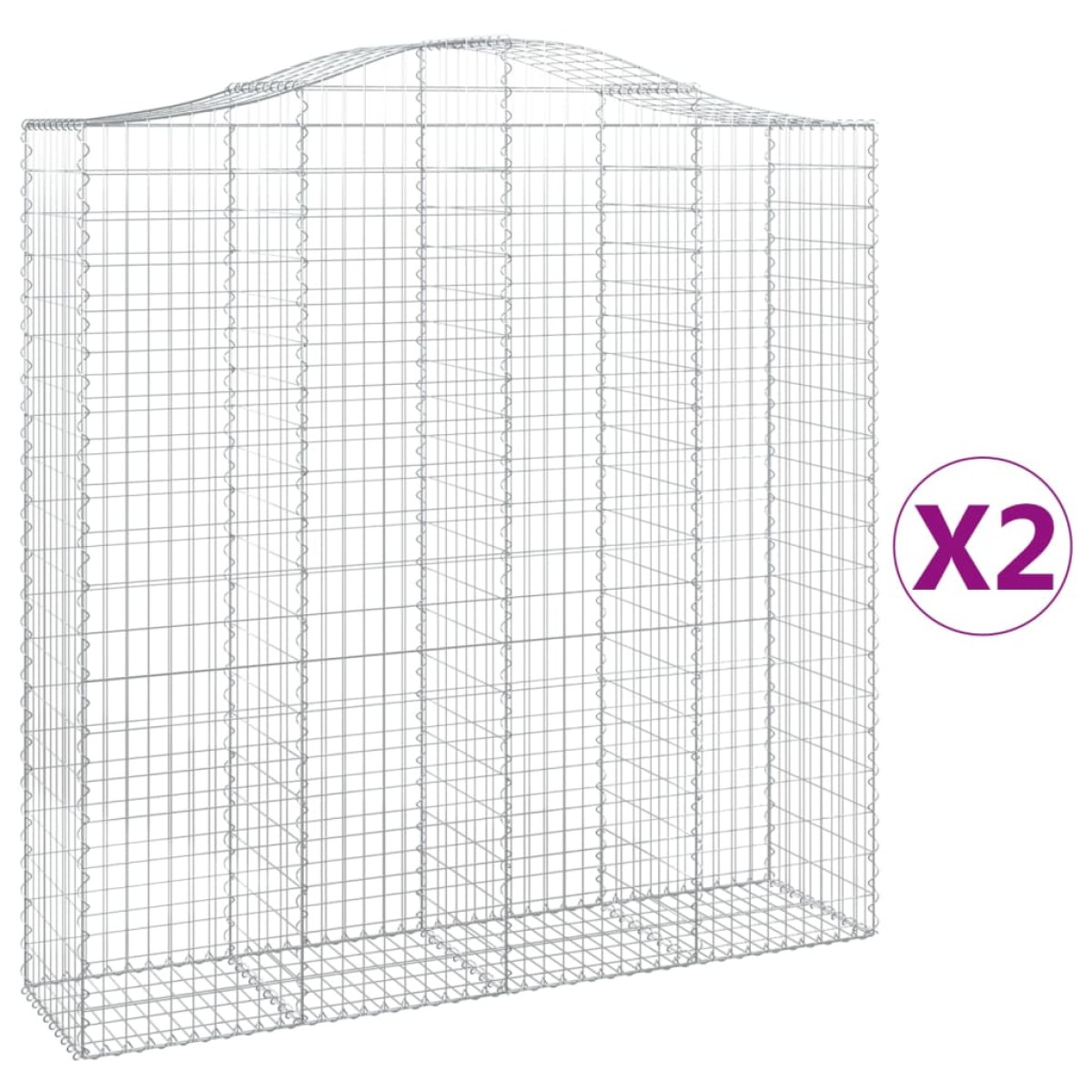 vidaXL Συρματοκιβώτια Τοξωτά 2 τεμ. 200x50x200/220 εκ. Γαλβαν. Ατσάλι