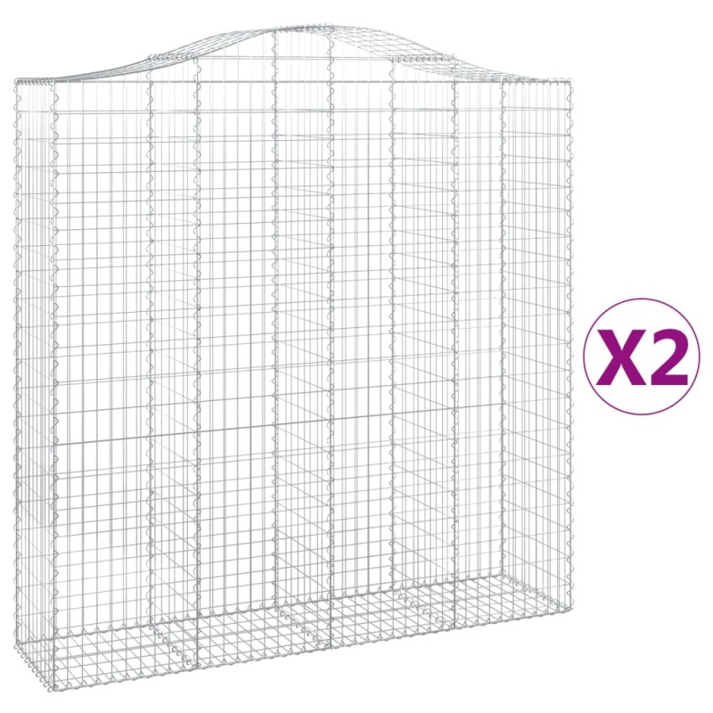 vidaXL Συρματοκιβώτια Τοξωτά 2 τεμ. 200x50x200/220 εκ. Γαλβαν. Ατσάλι