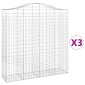 vidaXL Συρματοκιβώτια Τοξωτά 3 τεμ. 200x50x200/220 εκ. Γαλβαν. Ατσάλι