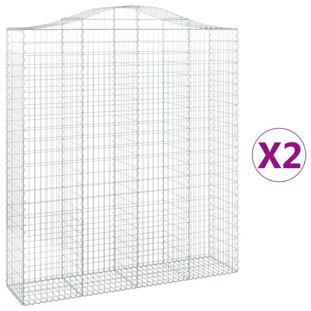vidaXL Συρματοκιβώτια Τοξωτά 2 τεμ. 200x50x220/240 εκ. Γαλβαν. Ατσάλι