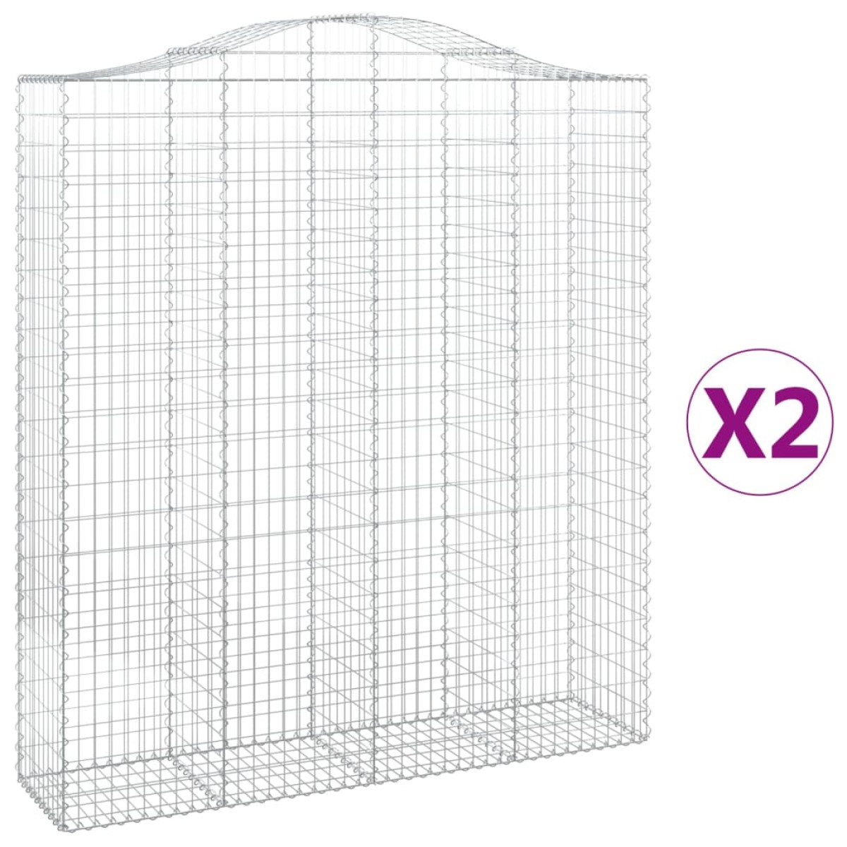 vidaXL Συρματοκιβώτια Τοξωτά 2 τεμ. 200x50x220/240 εκ. Γαλβαν. Ατσάλι