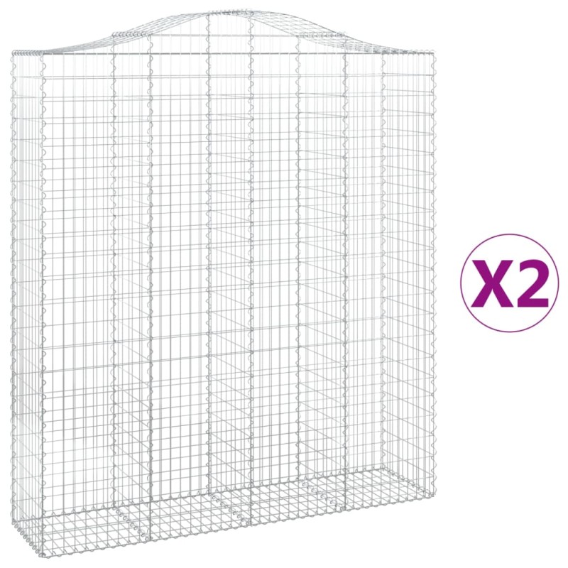 vidaXL Συρματοκιβώτια Τοξωτά 2 τεμ. 200x50x220/240 εκ. Γαλβαν. Ατσάλι
