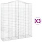 vidaXL Συρματοκιβώτια Τοξωτά 3 τεμ. 200x50x220/240 εκ. Γαλβαν. Ατσάλι