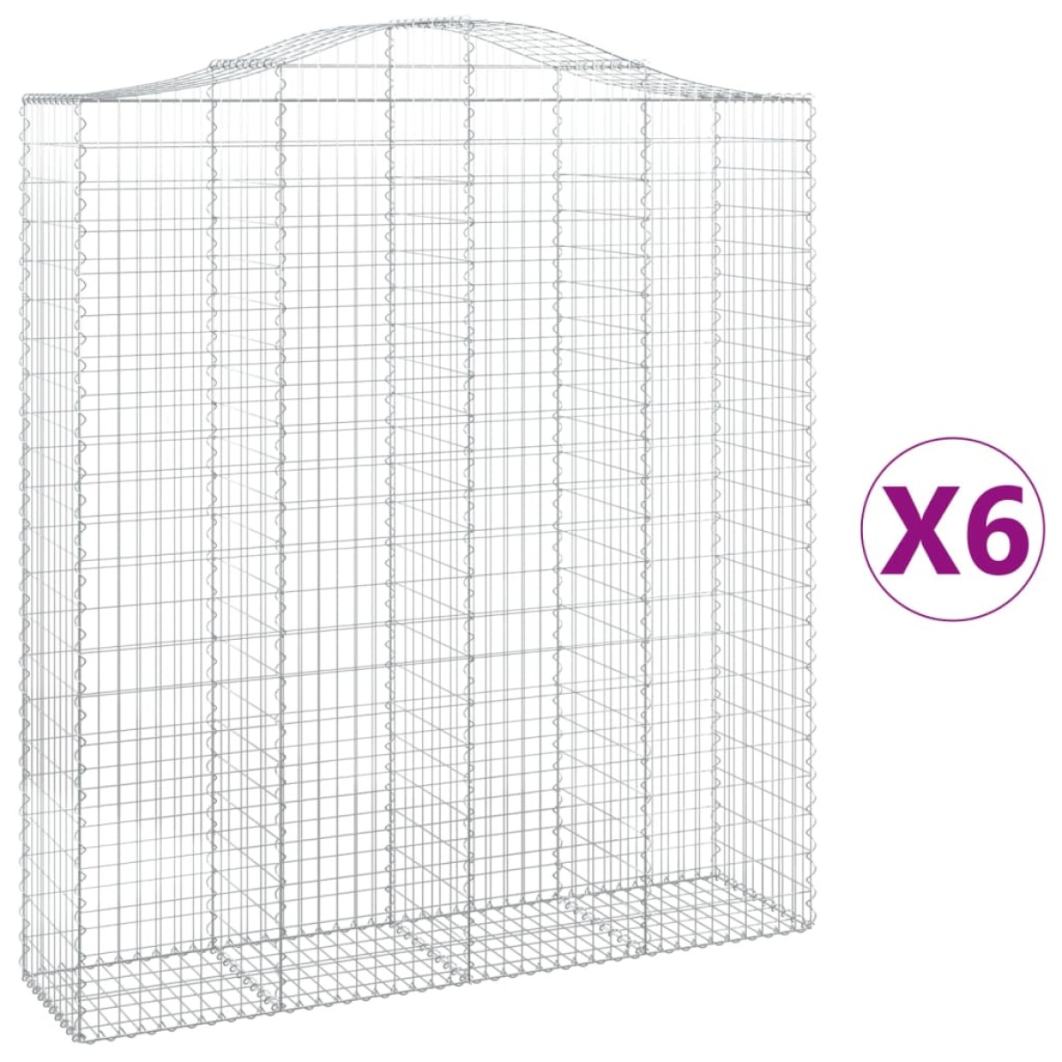 vidaXL Συρματοκιβώτια Τοξωτά 6 τεμ. 200x50x220/240 εκ. Γαλβαν. Ατσάλι
