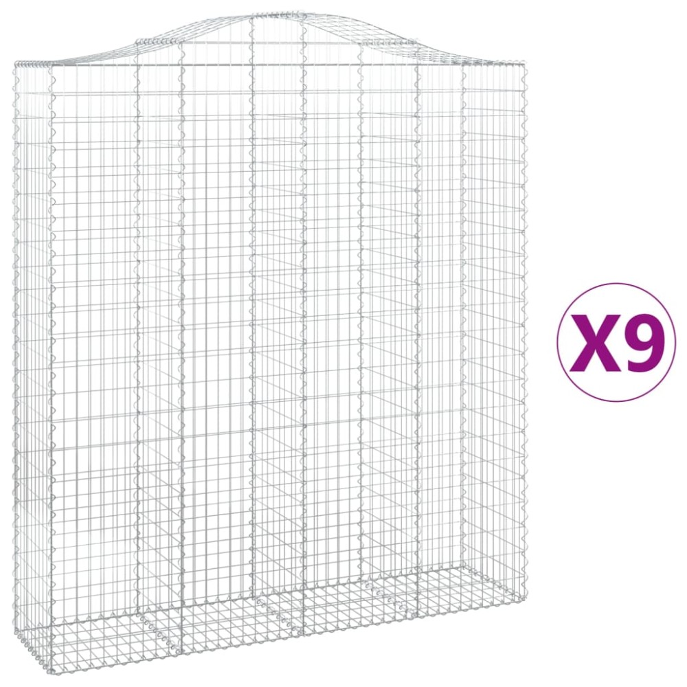 vidaXL Συρματοκιβώτια Τοξωτά 9 τεμ. 200x50x220/240 εκ. Γαλβαν. Ατσάλι