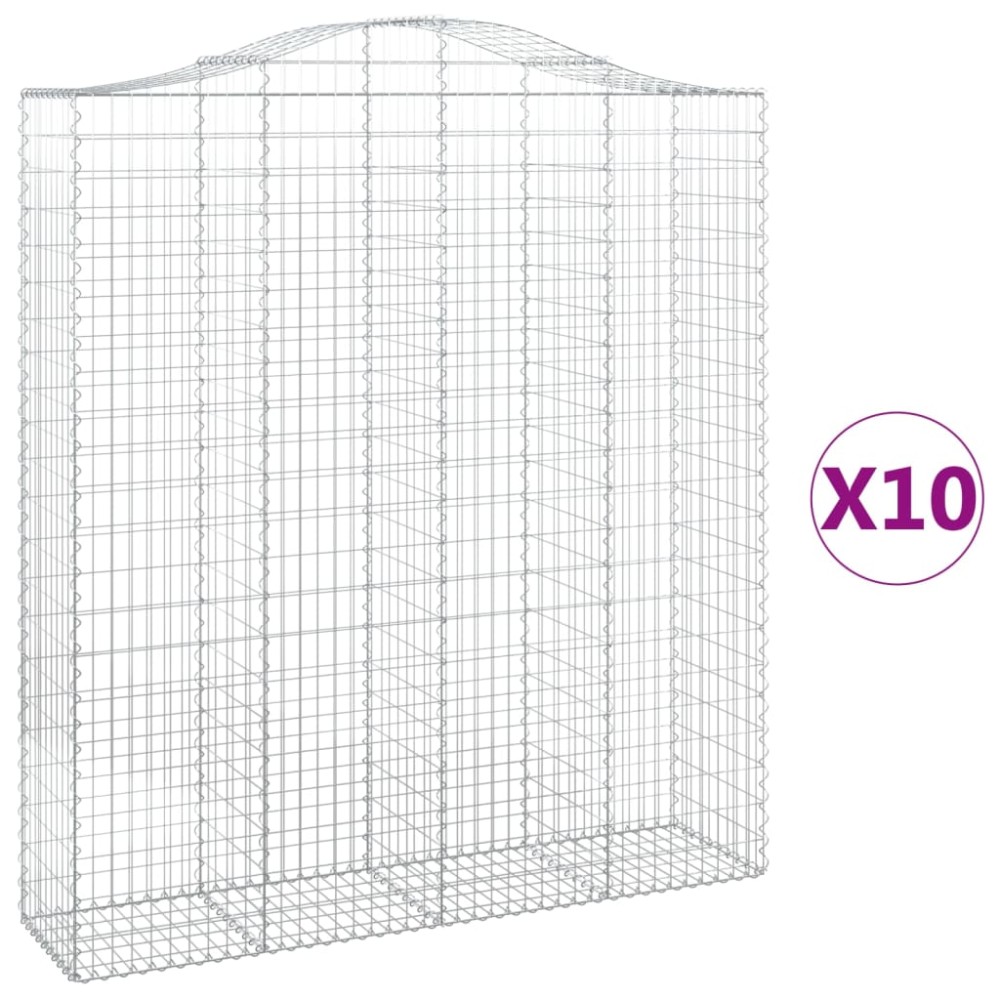 vidaXL Συρματοκιβώτια Τοξωτά 10 τεμ. 200x50x220/240 εκ. Γαλβαν. Ατσάλι