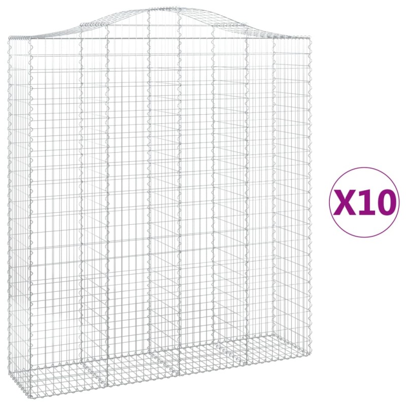 vidaXL Συρματοκιβώτια Τοξωτά 10 τεμ. 200x50x220/240 εκ. Γαλβαν. Ατσάλι