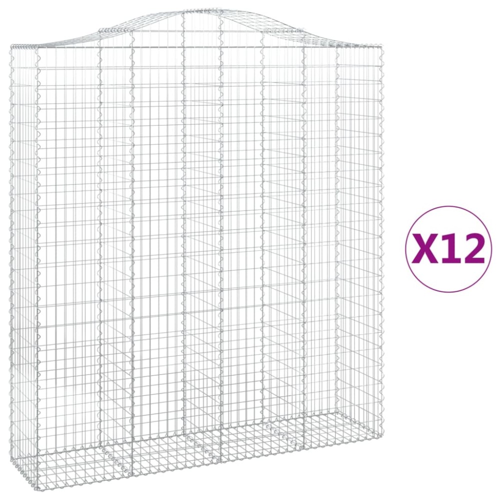 vidaXL Συρματοκιβώτια Τοξωτά 12 τεμ. 200x50x220/240 εκ. Γαλβαν. Ατσάλι