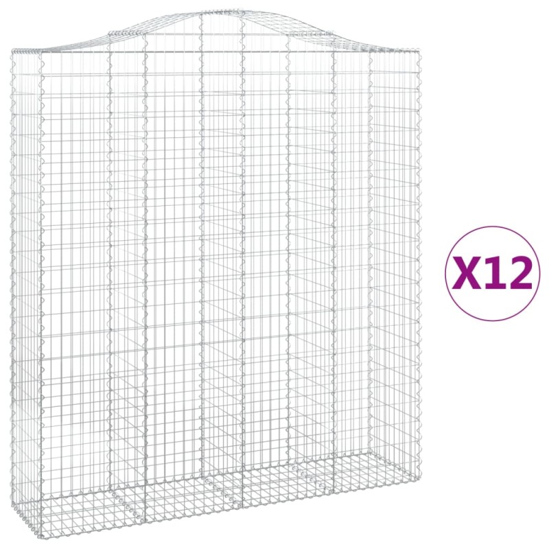 vidaXL Συρματοκιβώτια Τοξωτά 12 τεμ. 200x50x220/240 εκ. Γαλβαν. Ατσάλι