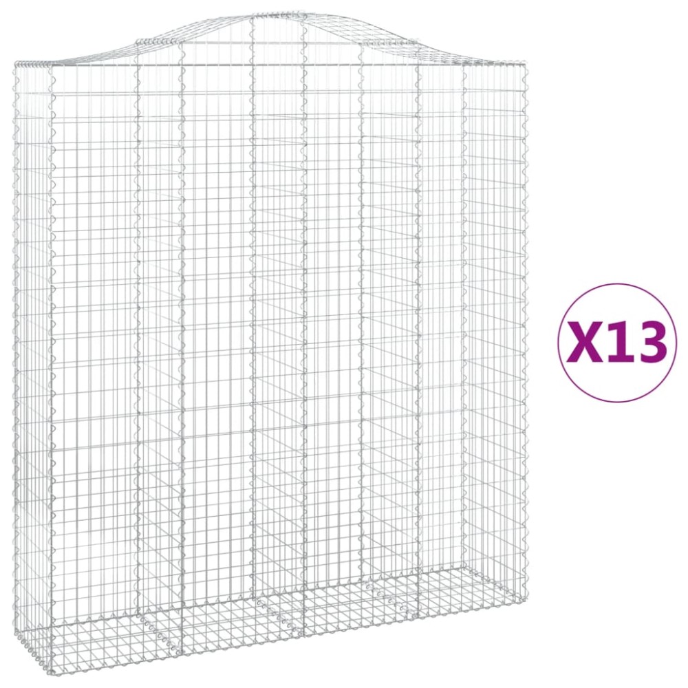 vidaXL Συρματοκιβώτια Τοξωτά 13 τεμ. 200x50x220/240 εκ. Γαλβαν. Ατσάλι