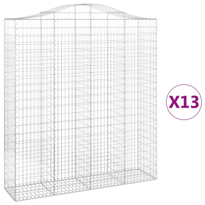 vidaXL Συρματοκιβώτια Τοξωτά 13 τεμ. 200x50x220/240 εκ. Γαλβαν. Ατσάλι