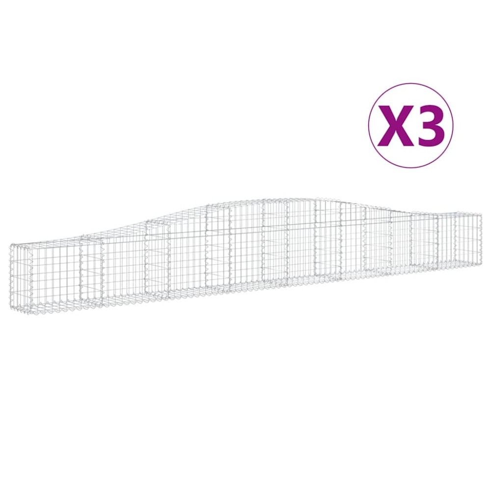 vidaXL Συρματοκιβώτια Τοξωτά 3 τεμ. 400x30x40/60 εκ. Γαλβαν. Ατσάλι