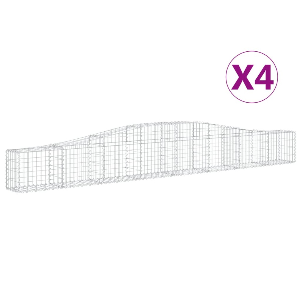 vidaXL Συρματοκιβώτια Τοξωτά 4 τεμ. 400x30x40/60 εκ. Γαλβαν. Ατσάλι