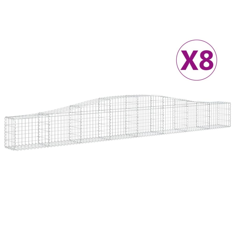 vidaXL Συρματοκιβώτια Τοξωτά 8 τεμ. 400x30x40/60 εκ. Γαλβαν. Ατσάλι