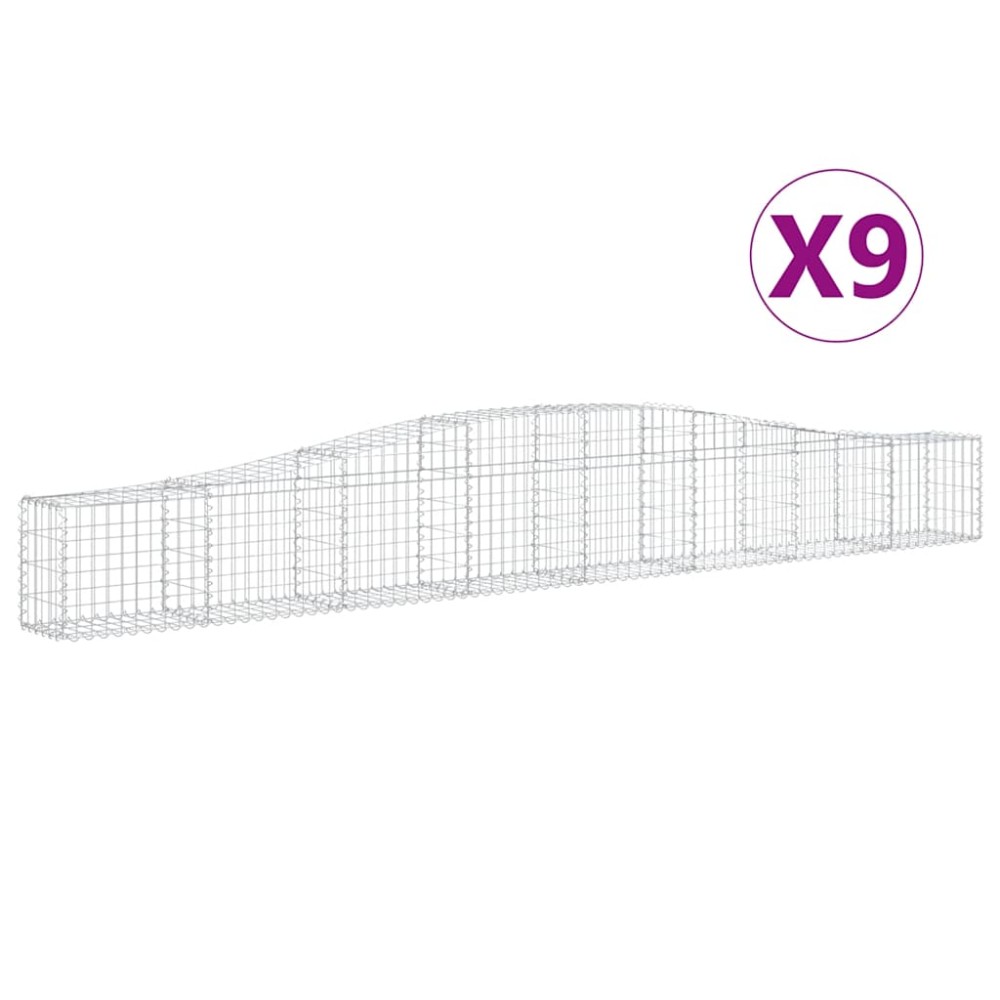 vidaXL Συρματοκιβώτια Τοξωτά 9 τεμ. 400x30x40/60 εκ. Γαλβαν. Ατσάλι