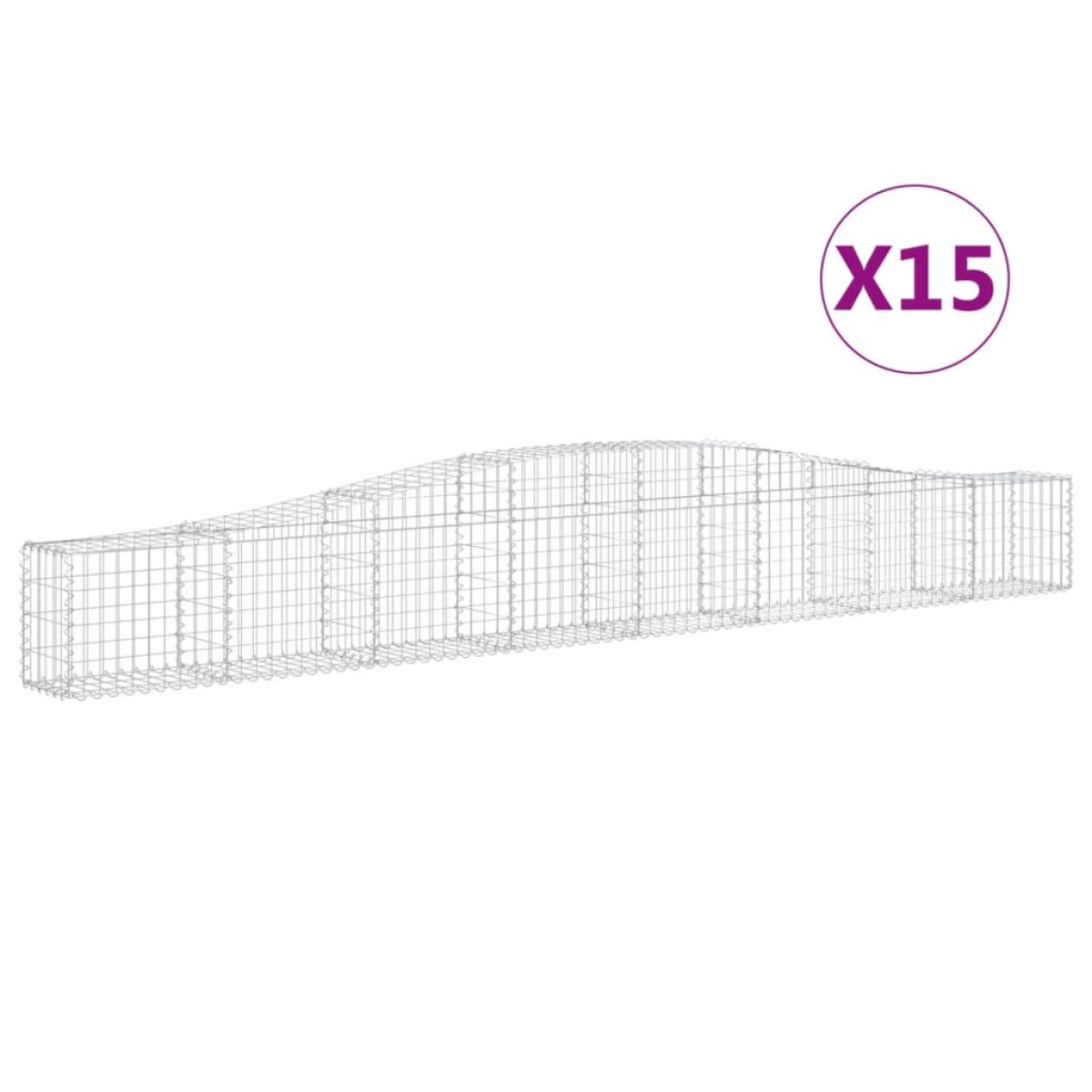 vidaXL Συρματοκιβώτια Τοξωτά 15 τεμ. 400x30x40/60 εκ. Γαλβαν. Ατσάλι