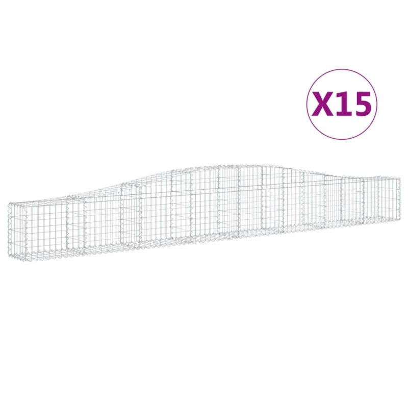 vidaXL Συρματοκιβώτια Τοξωτά 15 τεμ. 400x30x40/60 εκ. Γαλβαν. Ατσάλι