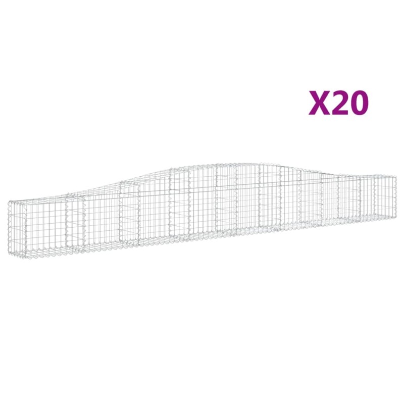 vidaXL Συρματοκιβώτια Τοξωτά 20 τεμ. 400x30x40/60 εκ. Γαλβαν. Ατσάλι
