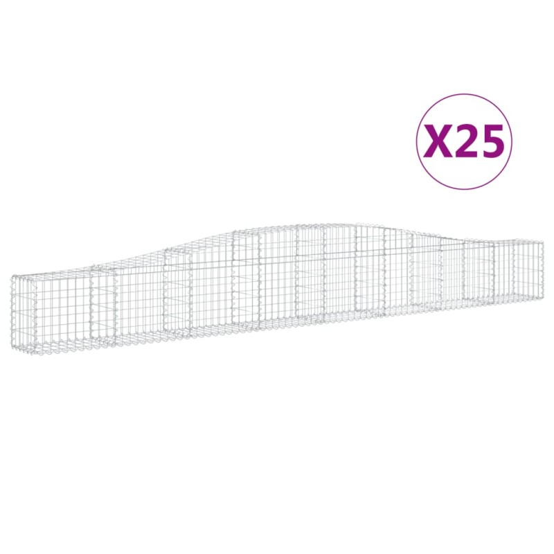 vidaXL Συρματοκιβώτια Τοξωτά 25 τεμ. 400x30x40/60 εκ. Γαλβαν. Ατσάλι
