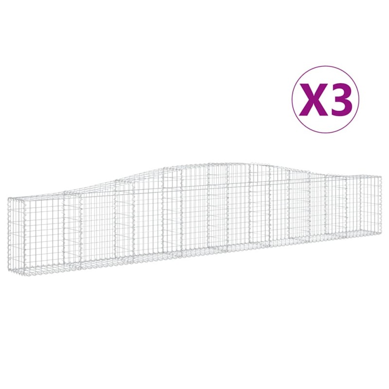 vidaXL Συρματοκιβώτια Τοξωτά 3 τεμ. 400x30x60/80 εκ. Γαλβαν. Ατσάλι