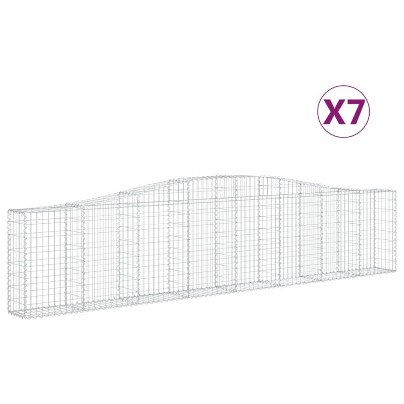 vidaXL Συρματοκιβώτια Τοξωτά 7 τεμ. 400x30x80/100 εκ. Γαλβαν. Ατσάλι