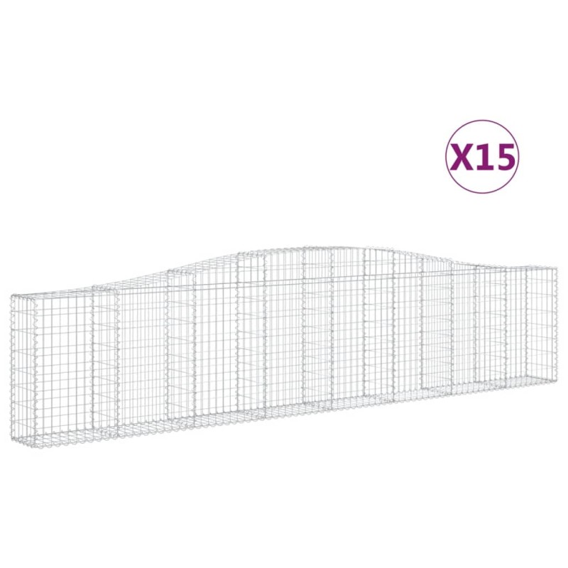 vidaXL Συρματοκιβώτια Τοξωτά 15 τεμ. 400x30x80/100 εκ. Γαλβαν. Ατσάλι