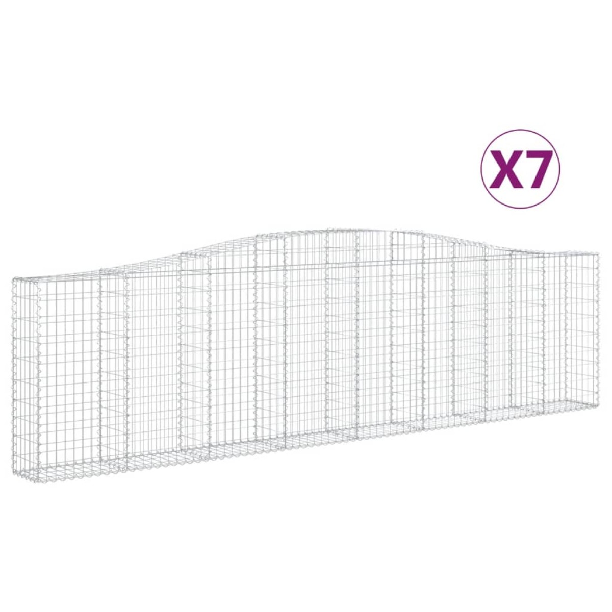vidaXL Συρματοκιβώτια Τοξωτά 7 τεμ. 400x30x100/120 εκ. Γαλβαν. Ατσάλι