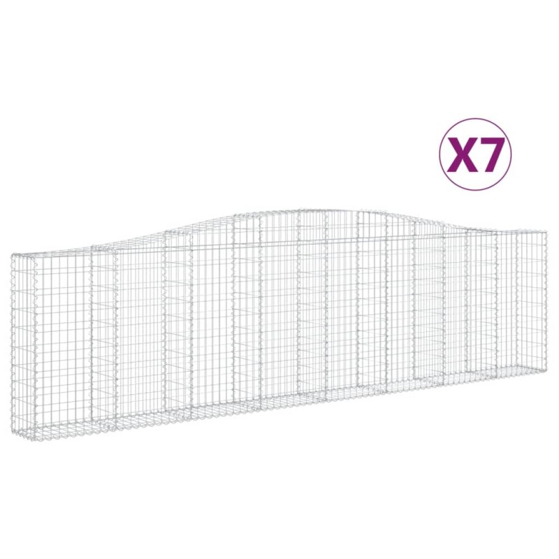 vidaXL Συρματοκιβώτια Τοξωτά 7 τεμ. 400x30x100/120 εκ. Γαλβαν. Ατσάλι