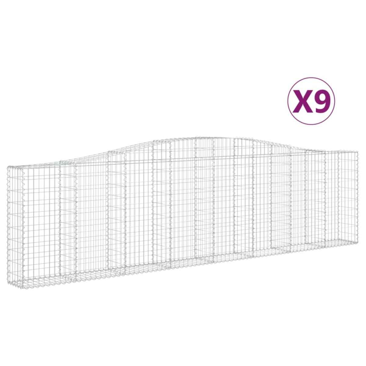 vidaXL Συρματοκιβώτια Τοξωτά 9 τεμ. 400x30x100/120 εκ. Γαλβαν. Ατσάλι