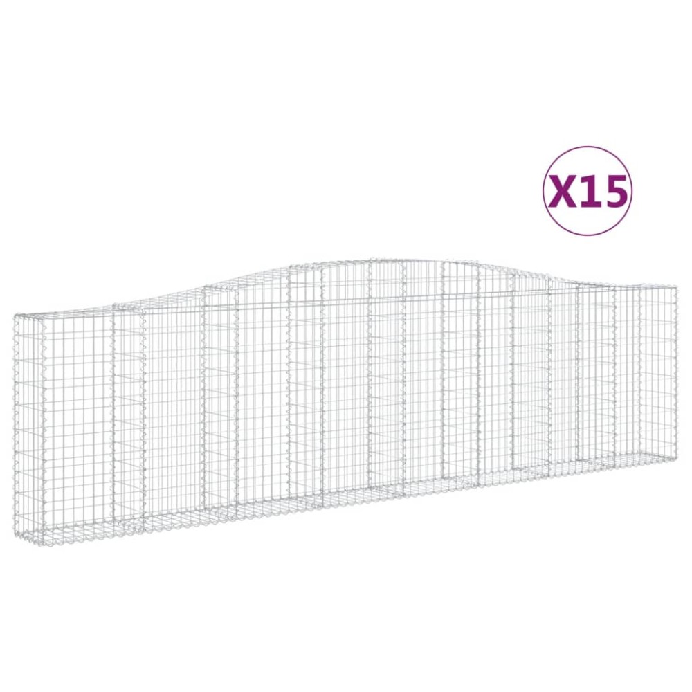 vidaXL Συρματοκιβώτια Τοξωτά 15 τεμ. 400x30x100/120 εκ. Γαλβαν. Ατσάλι